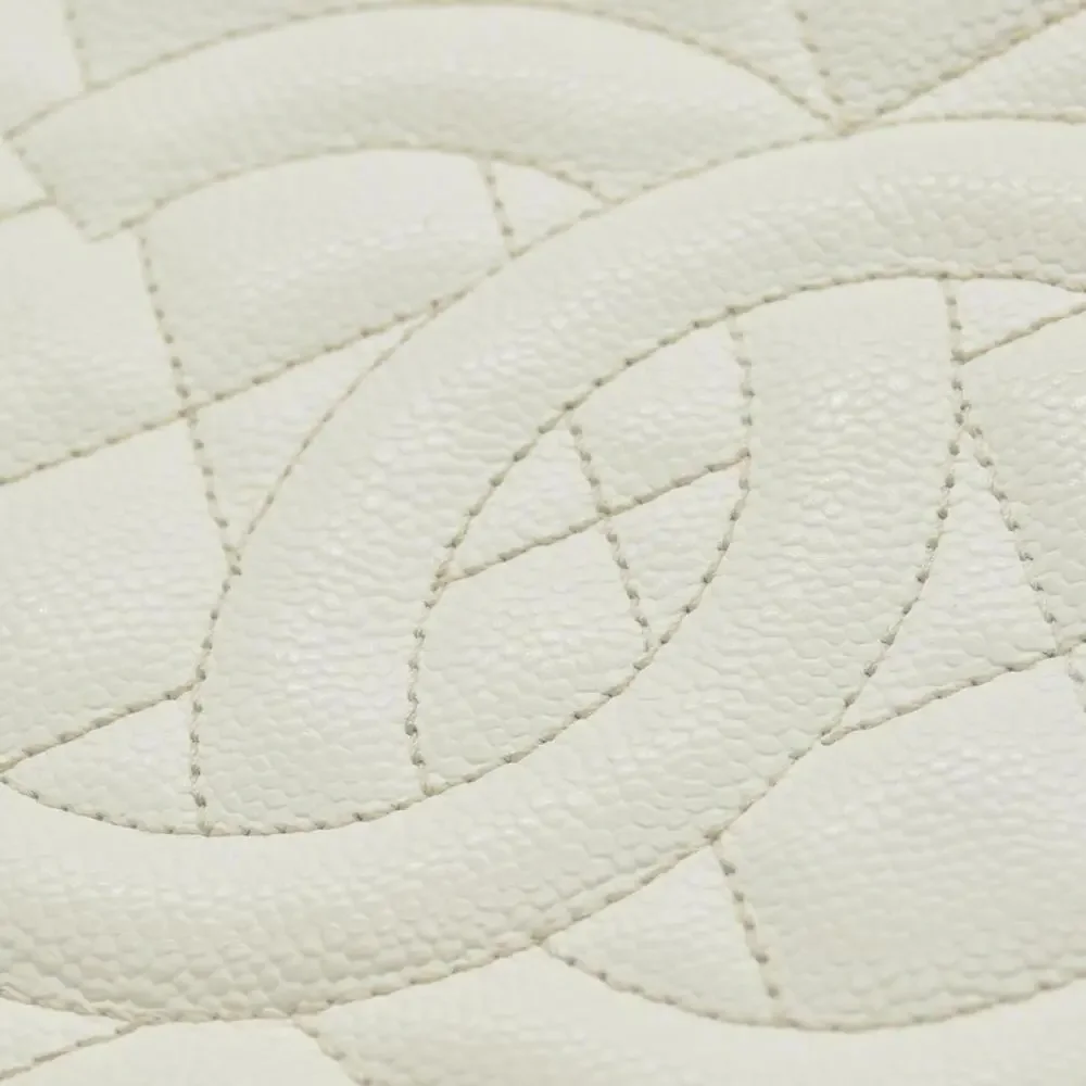 $3500 Chanel Caviar Quilted XL Grand Shopping Tote GST White
